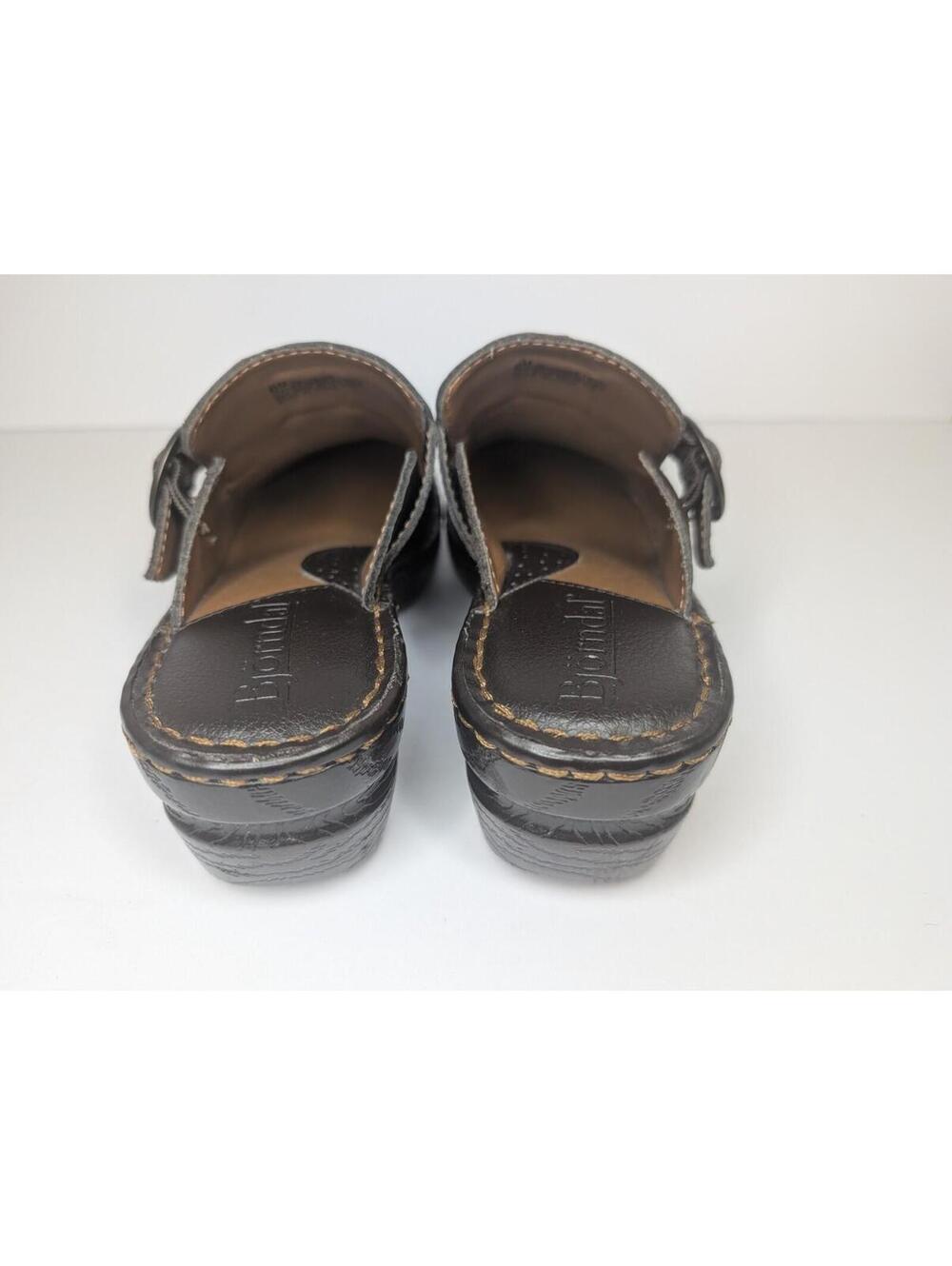 Bjorndal KellyAnne Womens 6M Shoes Mule Clog Wedge Sandal 136221 Brown Leather - Picture 5 of 9